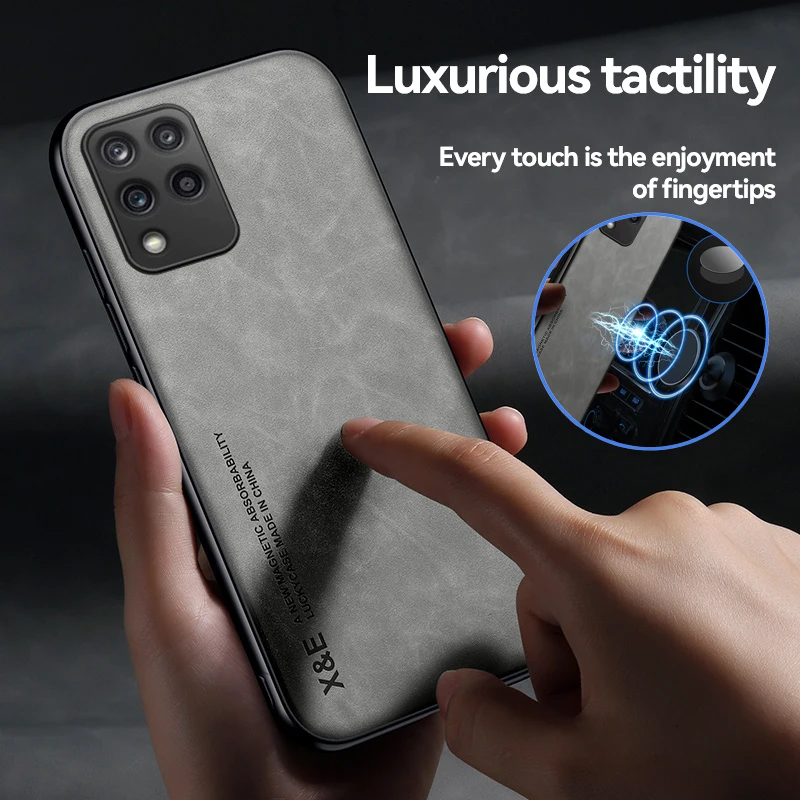 Leather Magnetic Holder Case with Shockproof Silicone Bumper for Samsung Galaxy M33 5G