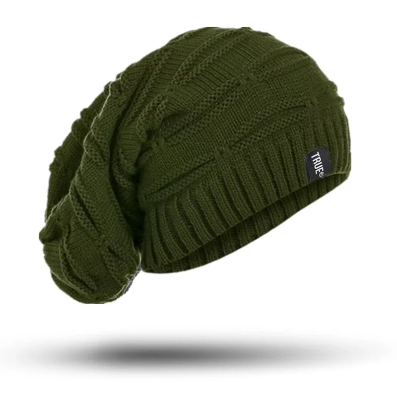 Unisex klassische Wintermütze, Buchstaben-Label, lange Größe, Strickmütze, lässige Mützen für Männer und Frauen, solide Mütze – Detail 14