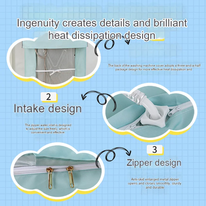 Washing Machine Cover Dryer Cover Drain Cover Drainage Furniture Holder Waterproof Top Loading Portable Organizer Insulating Sticker