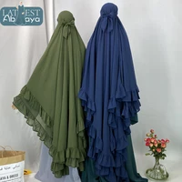 Ramadan Long Chiffon Khimar Abaya Niqab Muslim Maxi Hijab Islam Prayer Clothes For Women Djellaba Turban Hijabs Musulmans Femme