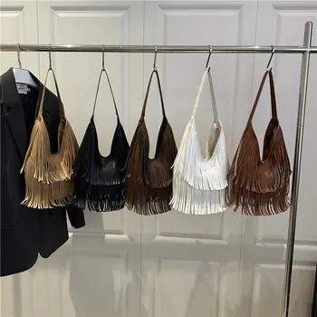 Borse tote con nappa retrò solida casual di grande capacità Vendita calda Borsa da donna versatile sotto le ascelle Borse a tracolla concise con senso avanzato