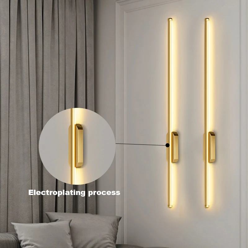 

2pcs LED Wall Light Modern Design Long Stick Simple Nordic Style Decor Indoor Background Wall Lamp corridor gold LED sconce