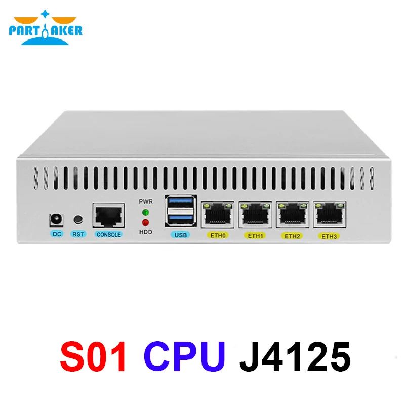 

Partaker Network Security Firewall Intel Celeron J4125 4 x 2.5GE LAN Expand WiFi LTE 5G Support Pfsense OPNsense MikrotikOS