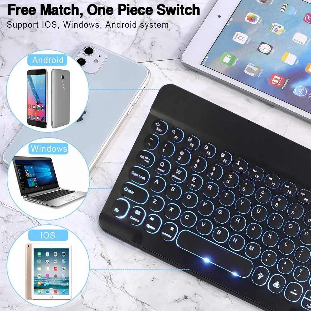 RGB Backlight 10 Inch Bluetooth Keyboard Mouse For IOS Android Windows Teclado For iPad Samsung Tablet Backlit Wireless Keyboard