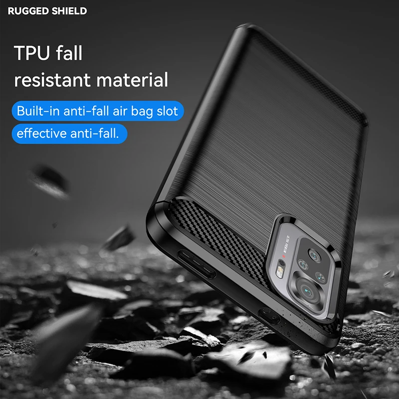 Carbon Fiber Silicone Case with Brushed Texture Back Cover