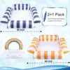 Pool Float Adult,2Pack Inflatable Pool & 1Drink Float,Pool Float Adult Heavy Duty,Water Hammock Lounge,Swim Pool Toy Party Float 4