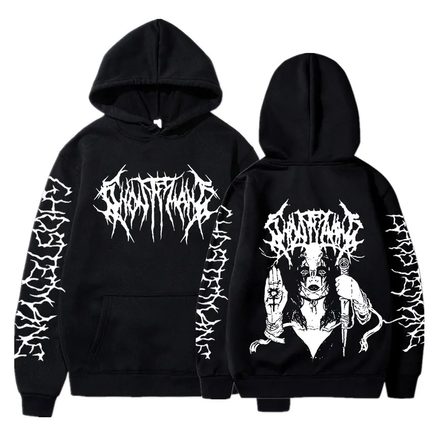 thumbnail image 1 of Ghostemane-Sudadera con capucha y estampado de doble cara para hombre, ropa de calle masculina de estilo Hip Hop, de Metal y Rock, de gran tamaño, estilo gótico, 1 of 5