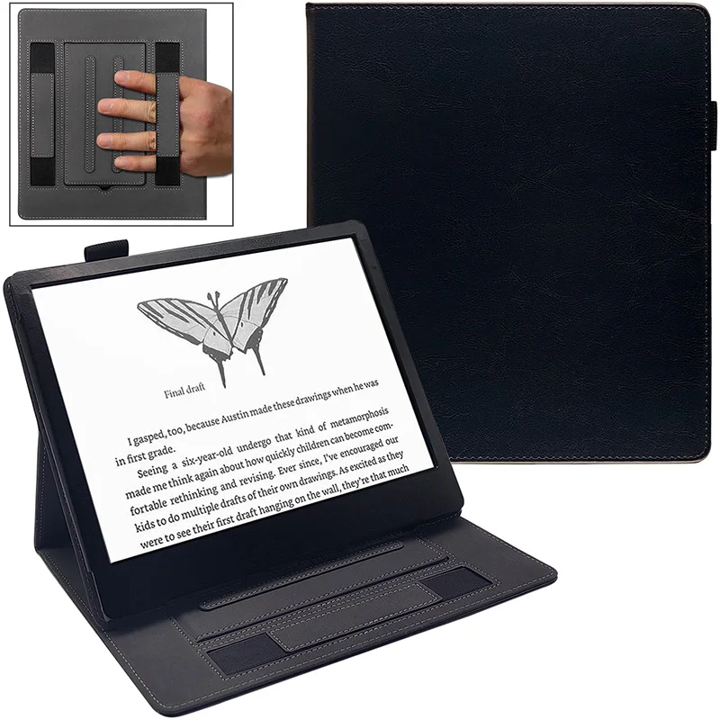 Stand Case para Kindle Scribe Duas Alças de Mão Capa de Couro pu com Suporte de Caneta 10.2 2023
