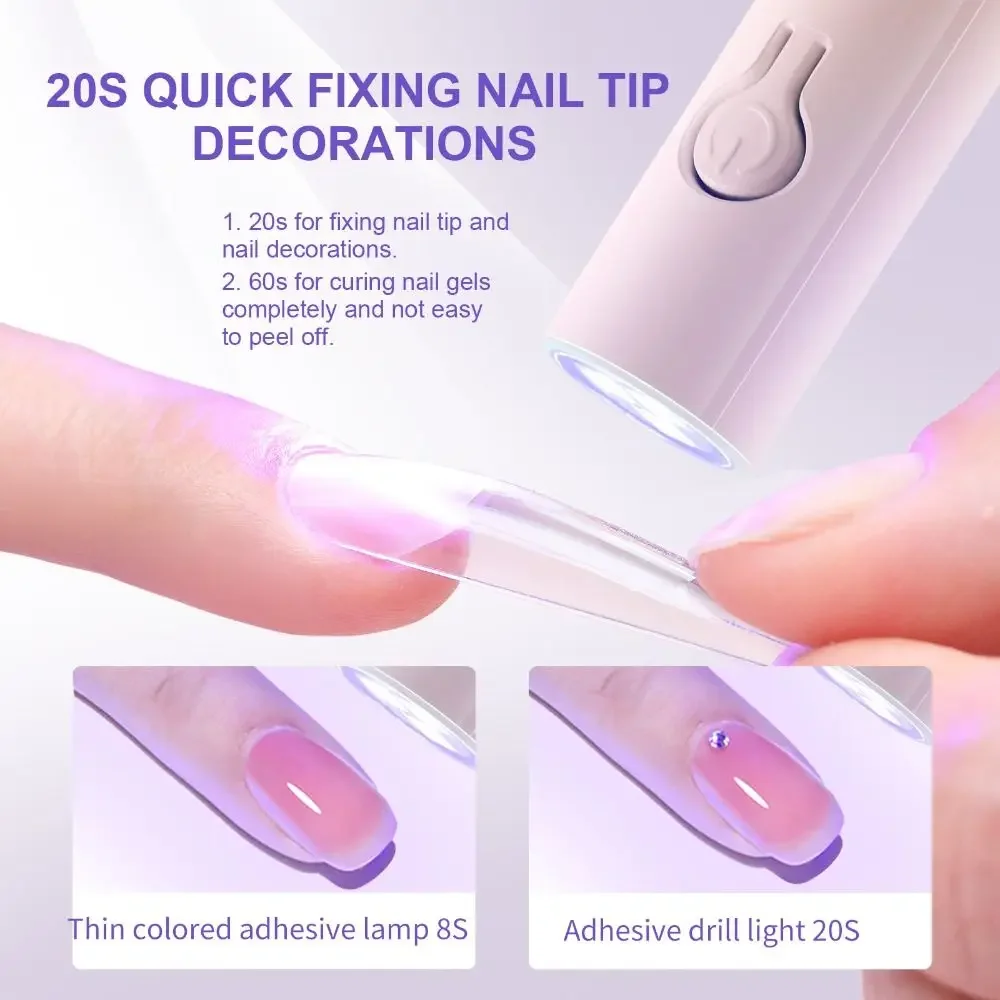 Convenient Nail Curing Handheld UV Light All Gel Polish Quick Dry Handheld Nail Dryer Lamp USB Rechargeable Nail Art Tool Salon