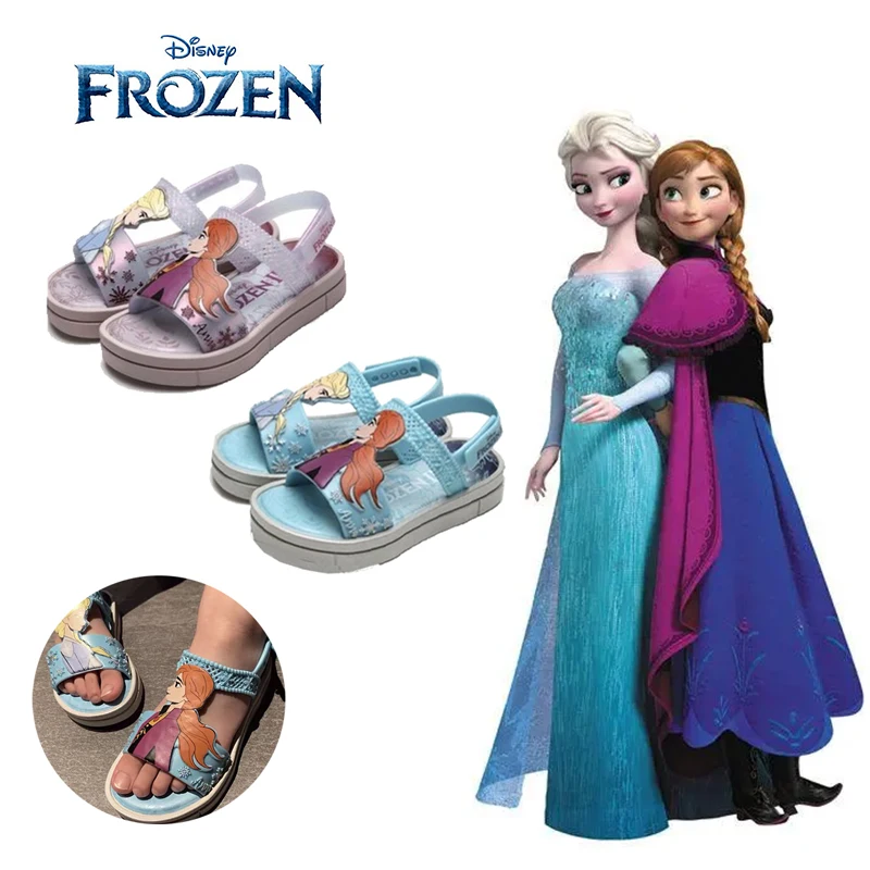 

Сандалии Disney для девочек, летние пляжные туфли для принцессы Эльзы и Анны, Нескользящие, повседневная обувь для студентов