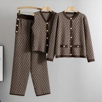 Knited 3 Piece Sets Elegant Women Long Sleeve Sweater Coat Single Breasted Knit Vest Trousers 2026 New - Image 4