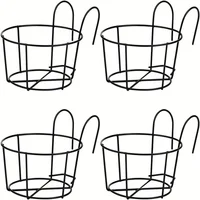 4pcs Stylish Round Metal Hanging Planters - Perfect for Balcony, Garden & Indoor Decor!