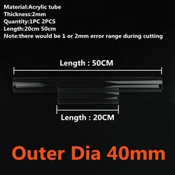 High Transparent Acrylic Tube for Aquarium or Garden Irrigation (O.D 40mm)