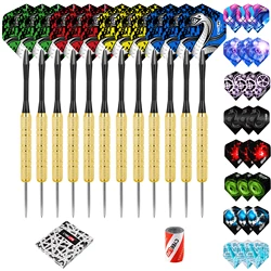 CyeeLife Premium Steel Tip Darts Set with Sharpener and Assorted Flights (Gold)