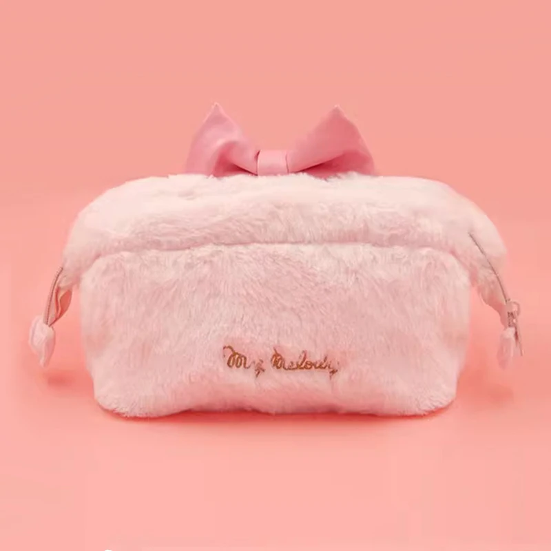 Sanrio My Melody Plush Cosmetic Bag Cinnamoroll Handbag Kuromi Hangyodon Coin Purse Drawstring Pockets Girls Birthday Gifts Toys