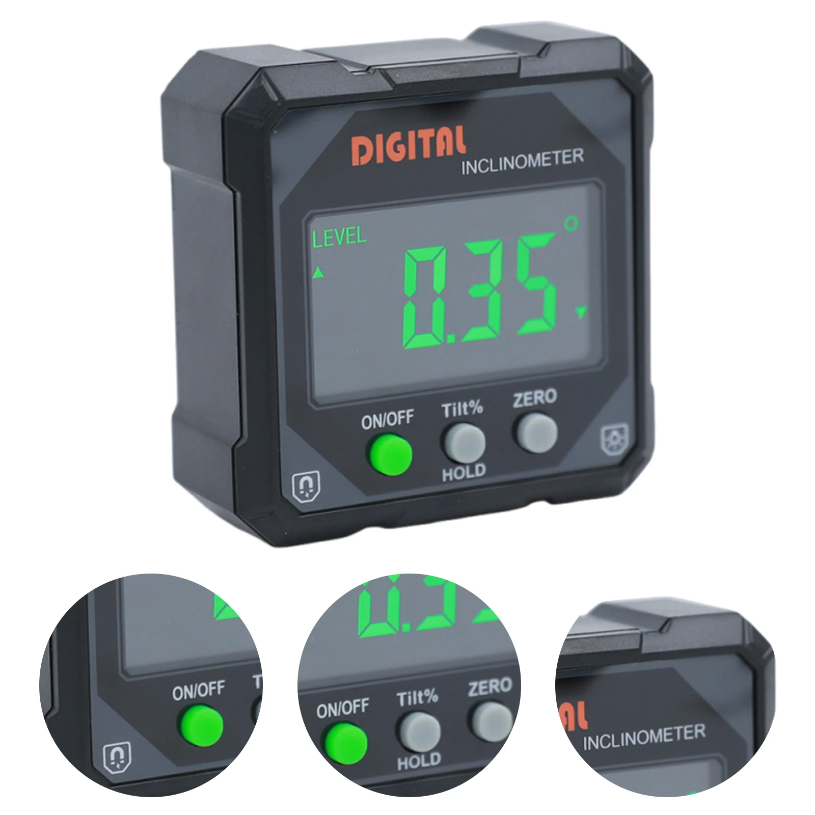 4-Side Magnetic Angle Gauge LED Screen Table Saw Miter Protractor Wear Resist Hanging Level Box Angle Measuring Instrument Level