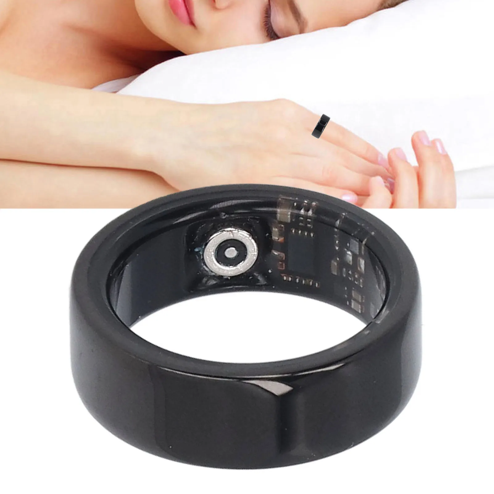 Smart Health Ring Bluetooth Sleep Monitoring Step Counting IP68 Waterproof Smart Ring Fitness Tracker with APP for Men and Women
