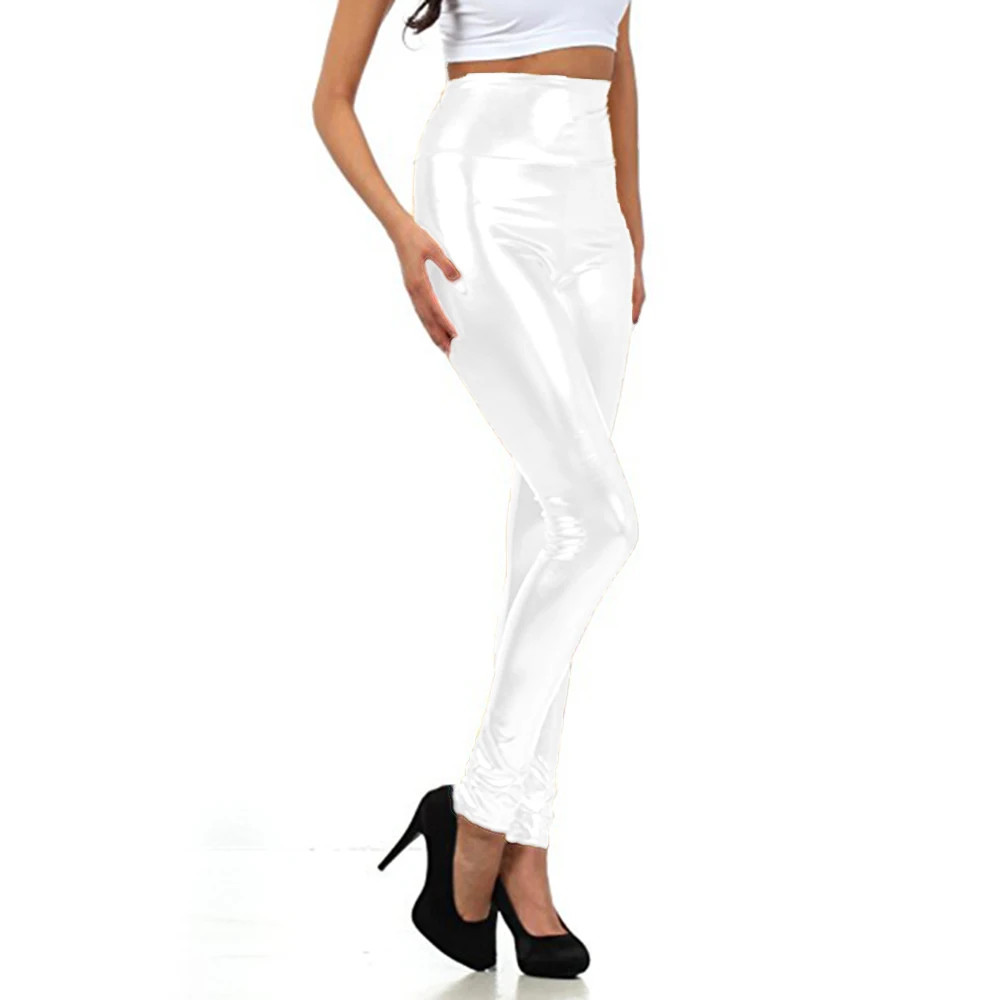 Women's Wet Look Leggings Shiny Glossy Metallic Sexy Pole Dance Costume High Waist Tights Lady Dance Pant Slim Ankle-length