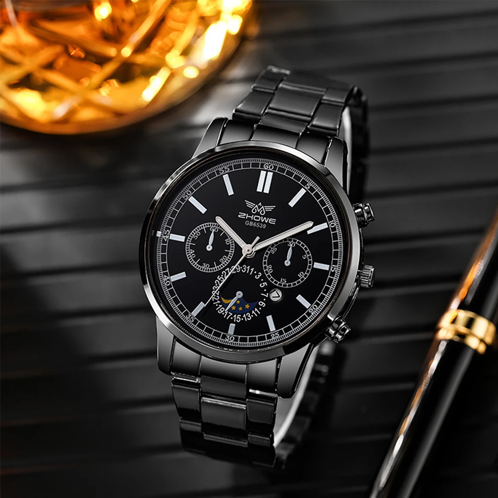 1PC Men's Luxury Watch Simple Business Style Calendar Men's Steel Belt Watch Men's Christmas Valentine's Day Gift