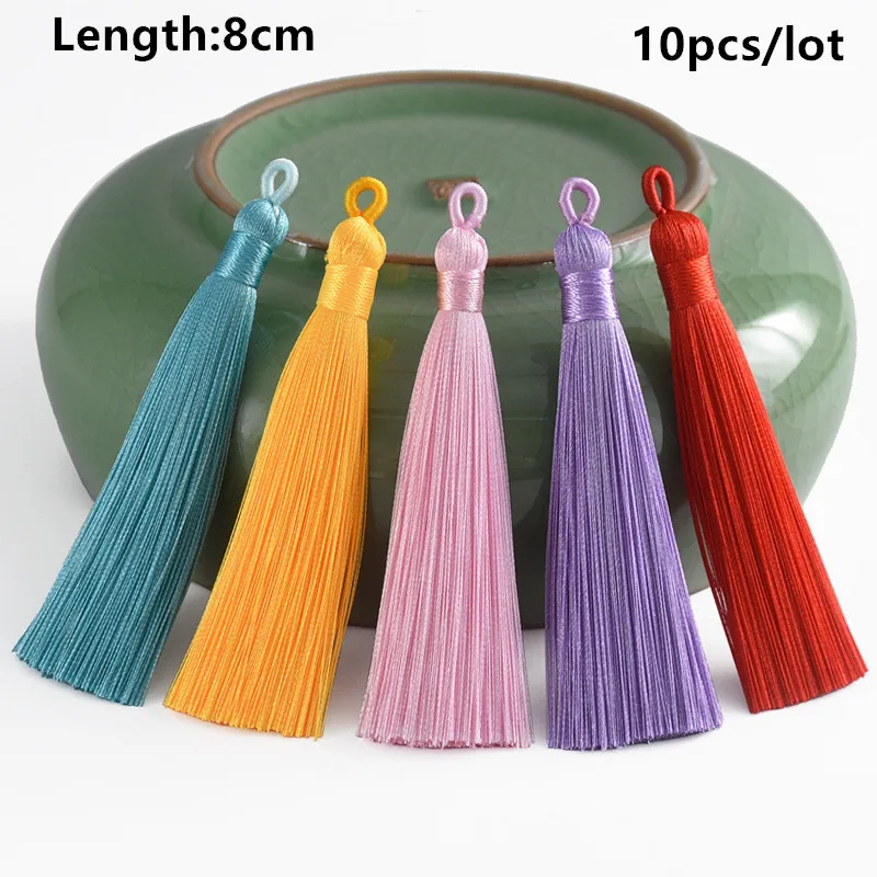 10 Pieces 8cm Silk Tassels - DIY Earring & Jewelry Making Supplies In Multiple Colors - View #4