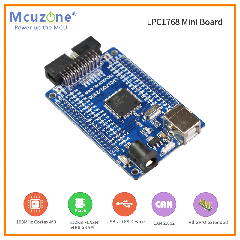 Placa Mini 100mhz Usb Emac Uart Spi I2c Adc Dac sd Dimmer Gpio Can Lpc1768 - Imagem 2