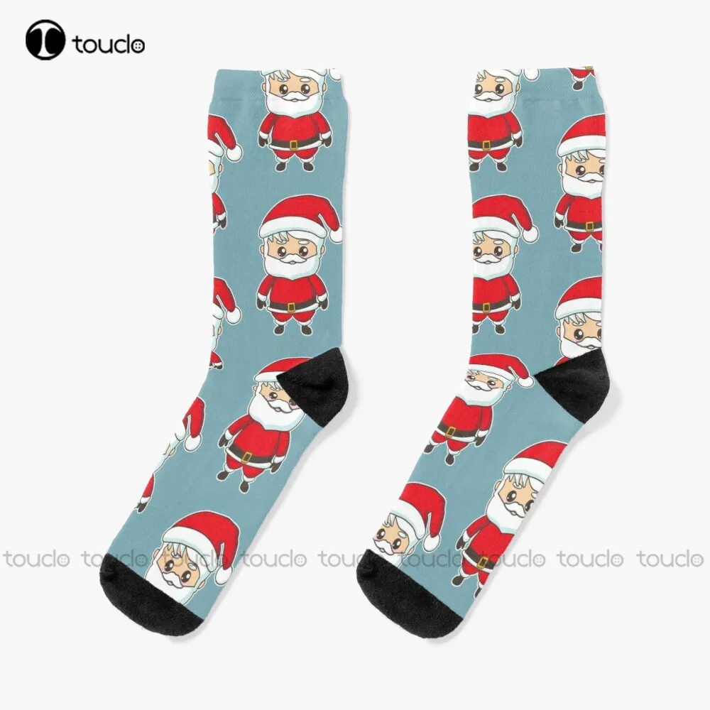 

Kawaii Santa Claus Socks Womens Soccer Socks Christmas Gift Unisex Adult Teen Youth Socks Custom 360° Digital Print Women Men
