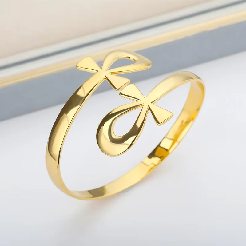 Gold Color Geometric Aesthetic Flower Leaf Bangle - Stainless Steel Bracelet