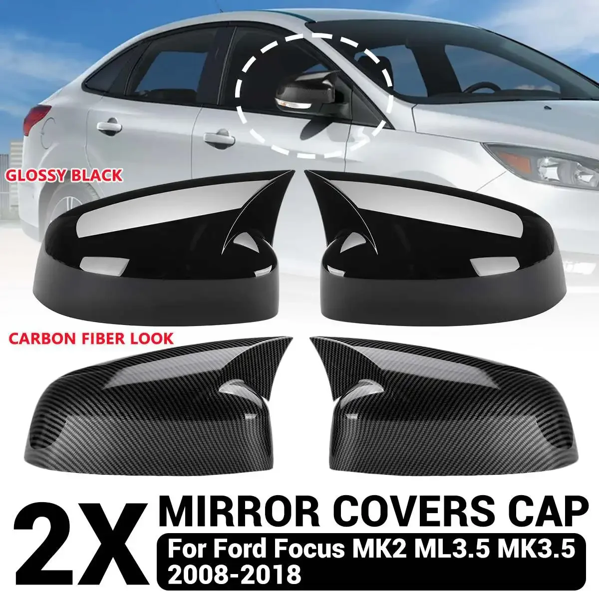 

2 шт., крышки для Ford Focus 2 3 MK2 MK3 2008-2018