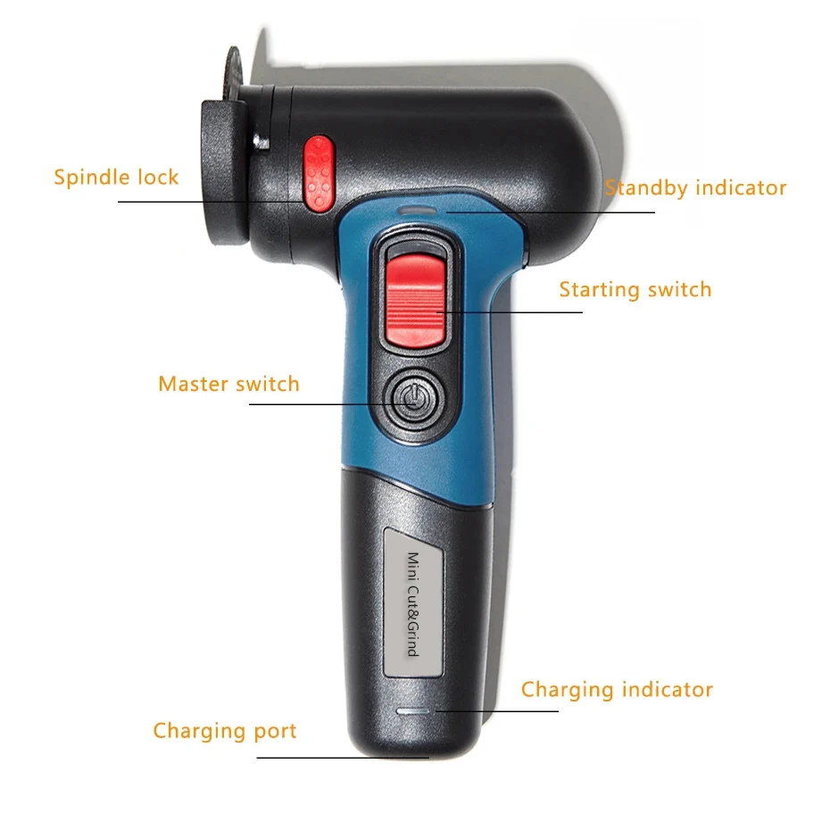 DONUMEH Cordless Angle Grinder 3inch 76mm Type-c USB Rechargeable Lithium Battery Easy Grinding Polishing Cutting Power Tools 3