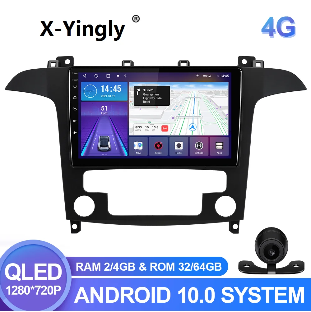 

Car Multimedia Player For Ford S-Max S Max 2007 2008 Android 10.0 Autoradio GPS Navigation 4G DSP Carplay Camera QLED Screen
