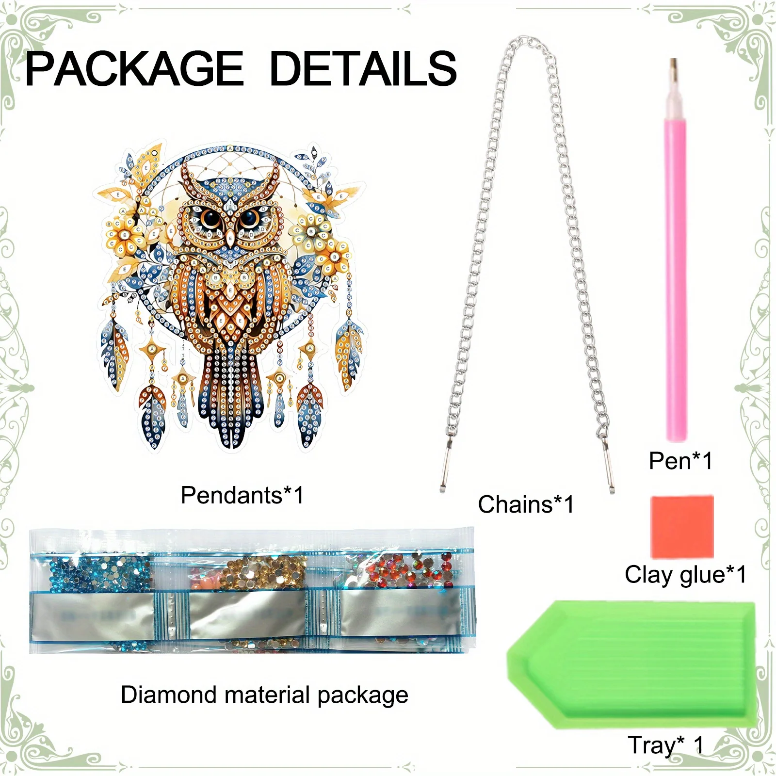 Diamond Art Painting Pendant Kits DIY Owl and Dreamcatcher Diamond Art Painting Hanging Kit Window Kit for Adult Home Decoration