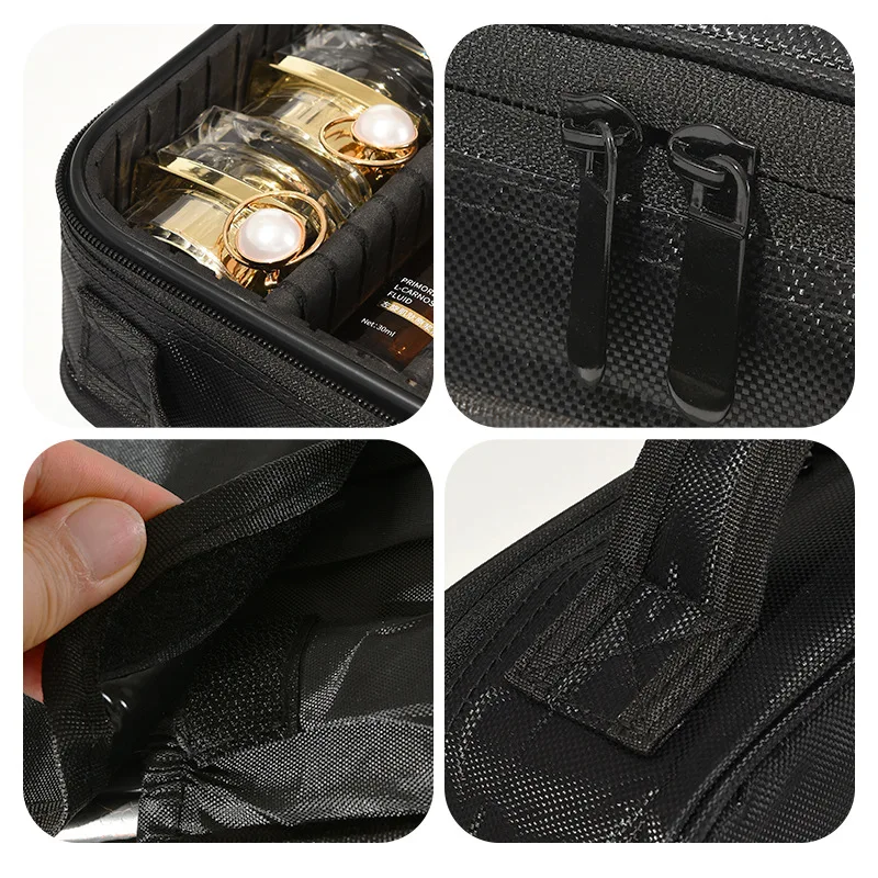 Borsa da Viaggio per Trucchi da Donna, Beauty Case Impermeabile con Scomparto per Pennelli, Organizer Professionale per Strumenti di Bellezza, Design Ricamato - immagine 6