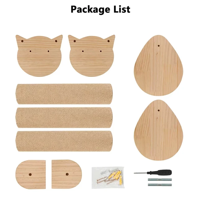 Cat Tree With Scratching Posts 2 Perches Platforms Wall Mounted Sisal Scratcher Hammock For Cats Kittens Climb Play Rest 6