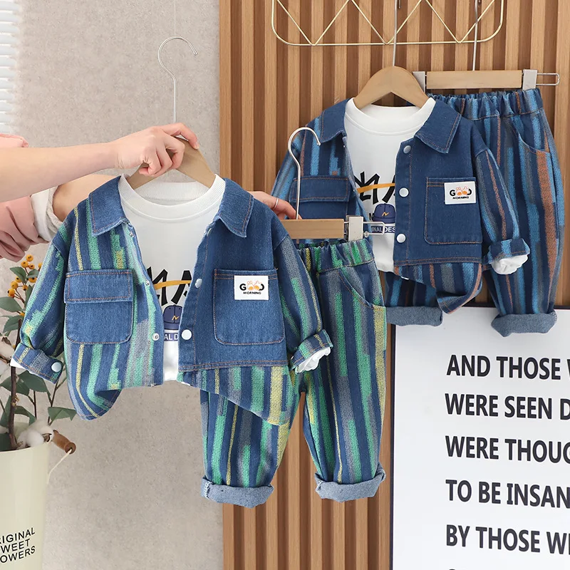 

Boys Blouse +Pants Kids Sets Cotton 2PCS/Set 2023 New Spring Autumn Jogging Suit Uniforms Children Clothing