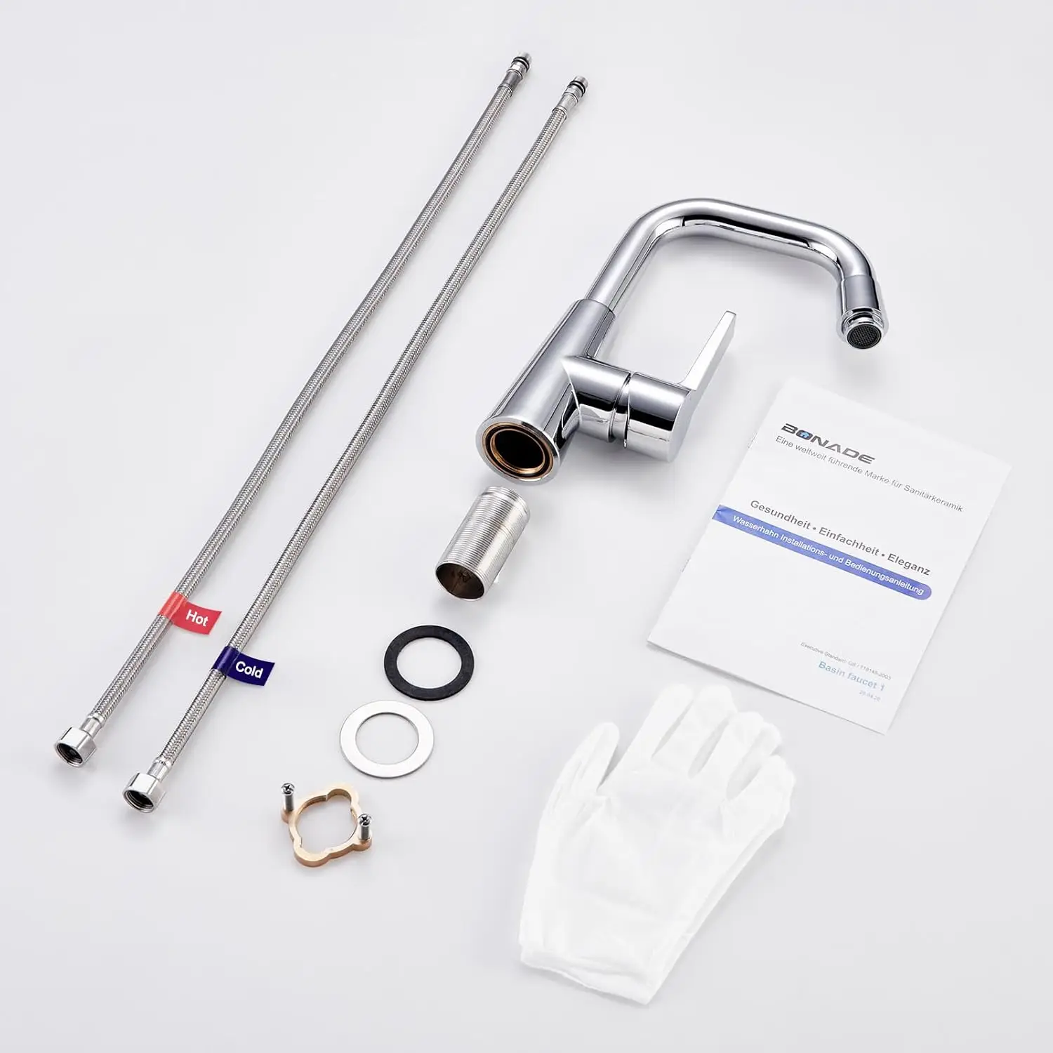 Badezimmerarmatur, 360° ° Schwenkbarer Waschtischarmatur, Einhebelmischer aus Messing und Chrom für Badezimmer und Küche – Detail 6