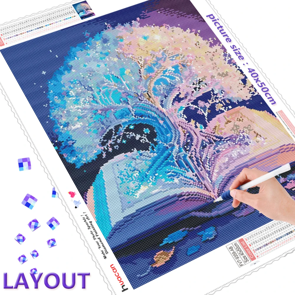 HSHDLDF Kits De Peinture Diamant 5D DIY Paysage Du Canada, Un Tour De Route Rurale Paysage Arqué Coloré Des Deux Côtés Ensemble De Peinture Artistique Sur Toile Pour Décoration Murale Maison Adultes