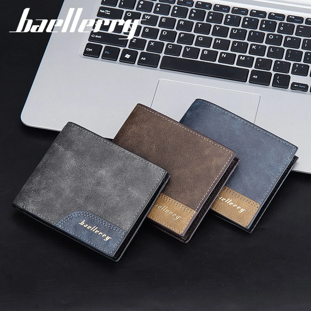 Men's Business Elite Wallet Military RFID Protection Slim PU Leather 6-Slot Card Holder Travel Ready