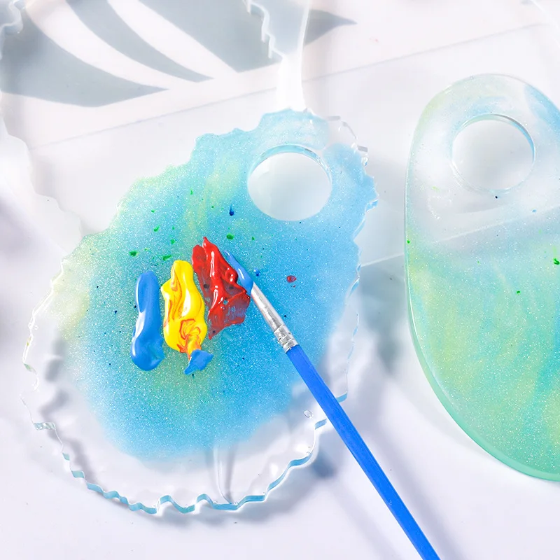 3 In 1 Coaster Resin Silicone Mold Irregular Makeup Tray Art Palette Mirror Silicone Mold Epoxy UV DIY Resin Craft Making Tools