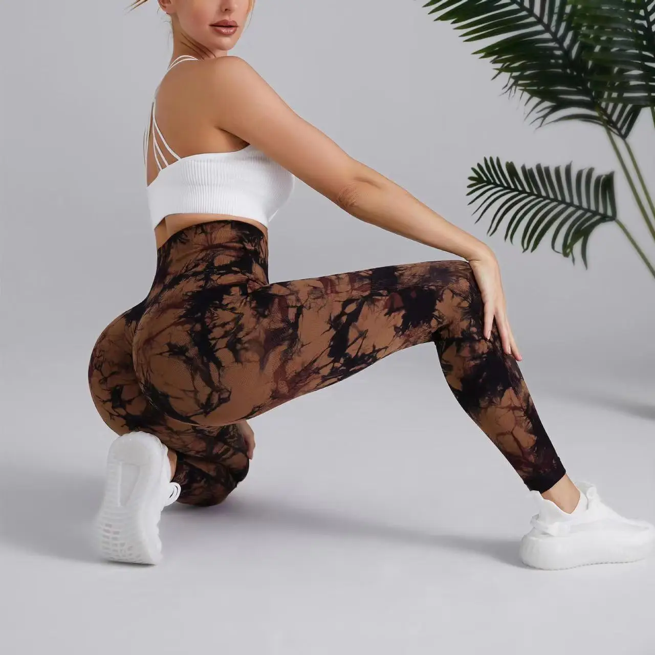 Seamless Tie Dye Leggings Yoga Tights Pants Women's Push UpTie Float High Waist Bubble Butt Lifting Hip Gym Sports Fitness Pants