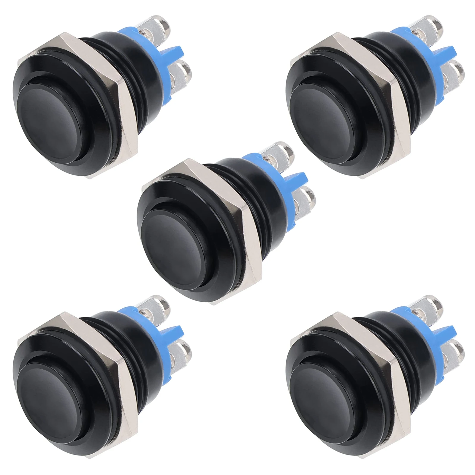 APIELE 5PCS 16mm Momentary Push Button Switch High Round Cover