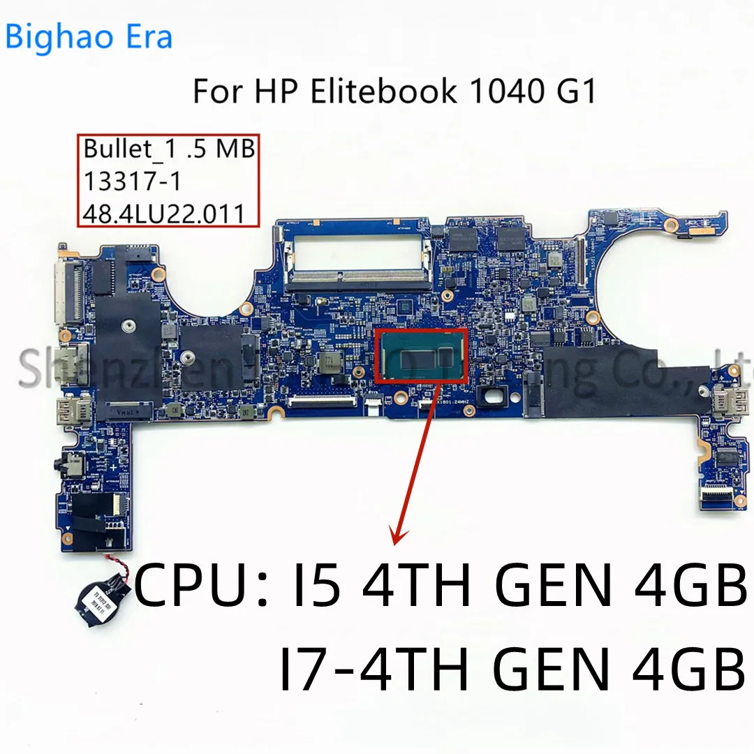 

760277-001 748354-601 803002-601 For HP Elitebook 1040 G1 Laptop Motherboard With I5 / I7 CPU 4GB-RAM 12295-1/2 13317-2/1