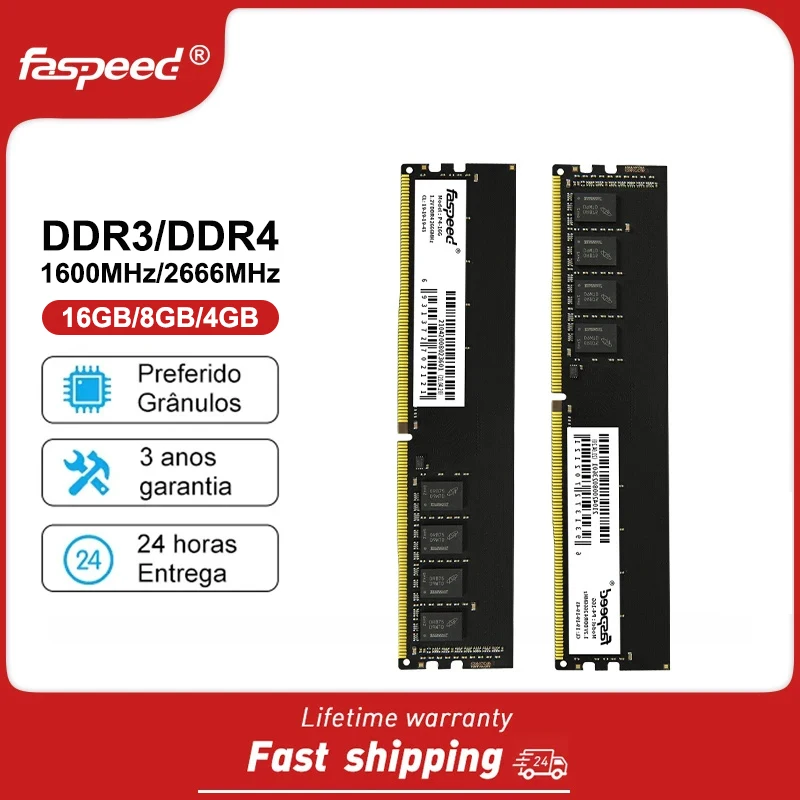 Faspeed DDR3 DDR4 RAM Memoria 32GB 8GB 4GB 16GB 2400MHz 2666MHz 3200MHz 1600MHz UDIMM High Performance PC Desktop Memory Rams