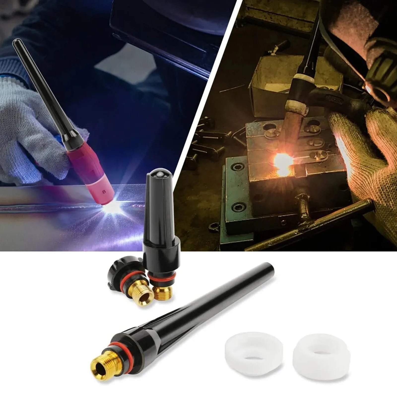 TIG Welding Torch Accessories Kit Collets Body Glass Cups Back Caps Replacement Tool O Rings Gas Lens 55 Pcs for WP17/18/26