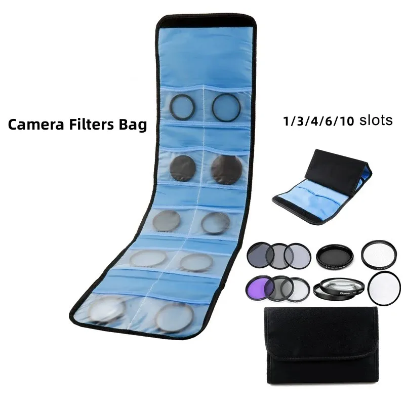 RF09 foldable Camera accessories Lens Filter Bag case 1/3/4/6/10 Pockect Filter Lens Wallet Nylon Adapter Ring Storage Case Bag