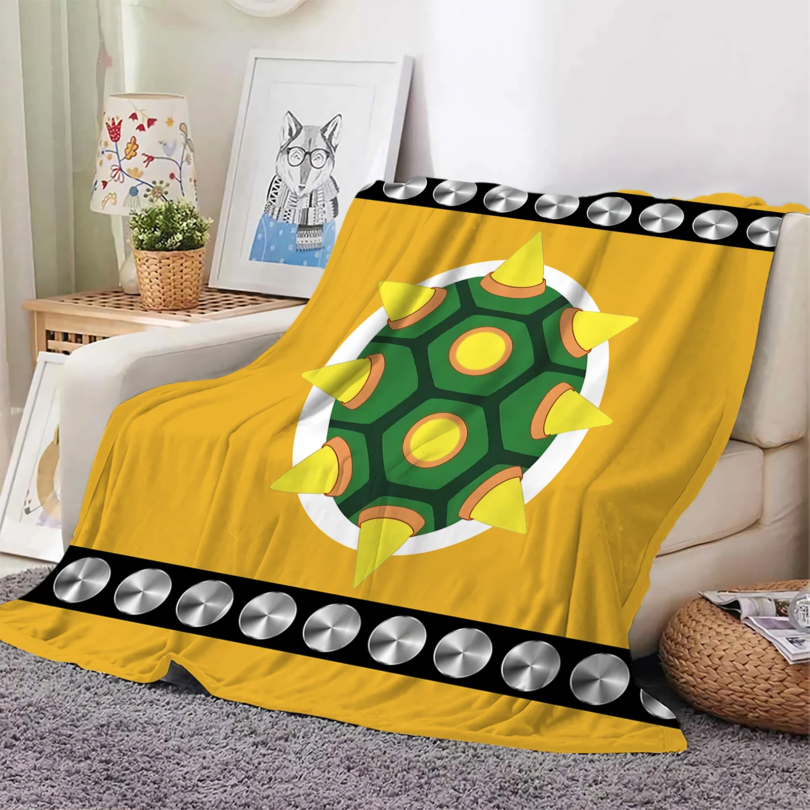 

Fashion Flannel Blankets Cartoon Bowser 3D Printed Throw Blanket Office Nap Travel Portable Fluffy Quilts Dropshipping