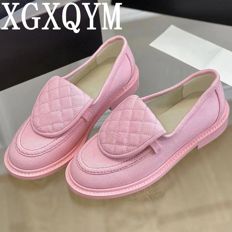 

Genuine Leather Flat Loafers Women Round Toe Metal Buckle Decor Deep Mouth All Match Single Shoes Ladies Spring Walking Shoes