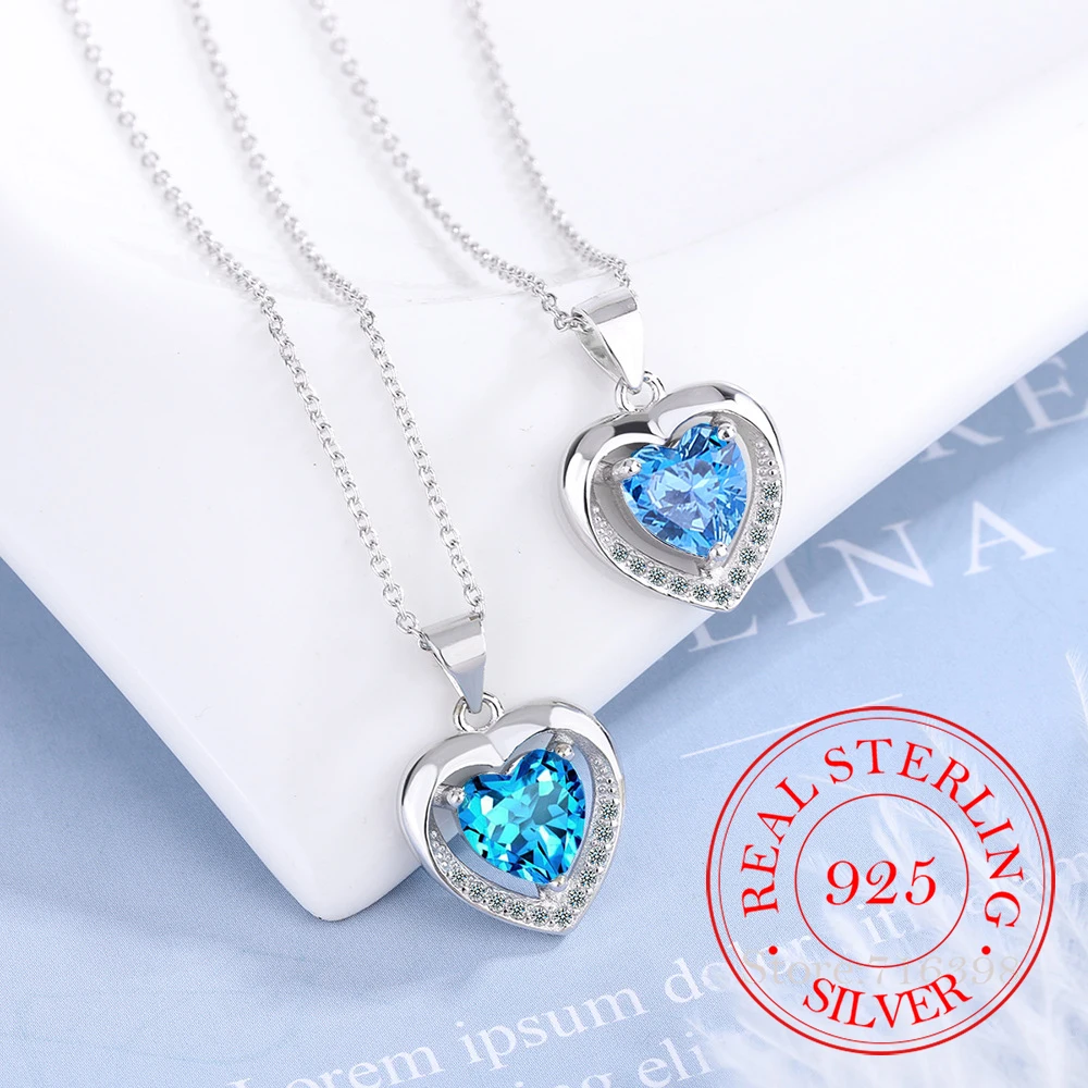 

Женское Ожерелье-чокер из серебра 925 пробы с голубым сердцем