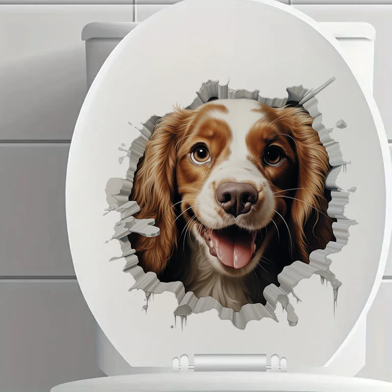 90903# English Cocker Spaniel Dog Self-Adhesive Toilet Stickers,Wall Decal Removable, Vinyl Car Sticker for Bathroom Decor