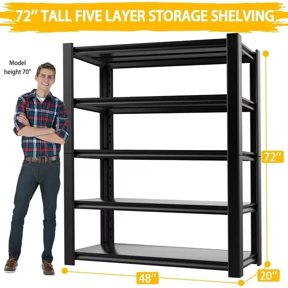 3000LBS Heavy Duty Garage Shelving Units and Storage, 5 Adjustable Levels, 48″W Metal Shelving for Garage, 72″H Standing Shelf 2