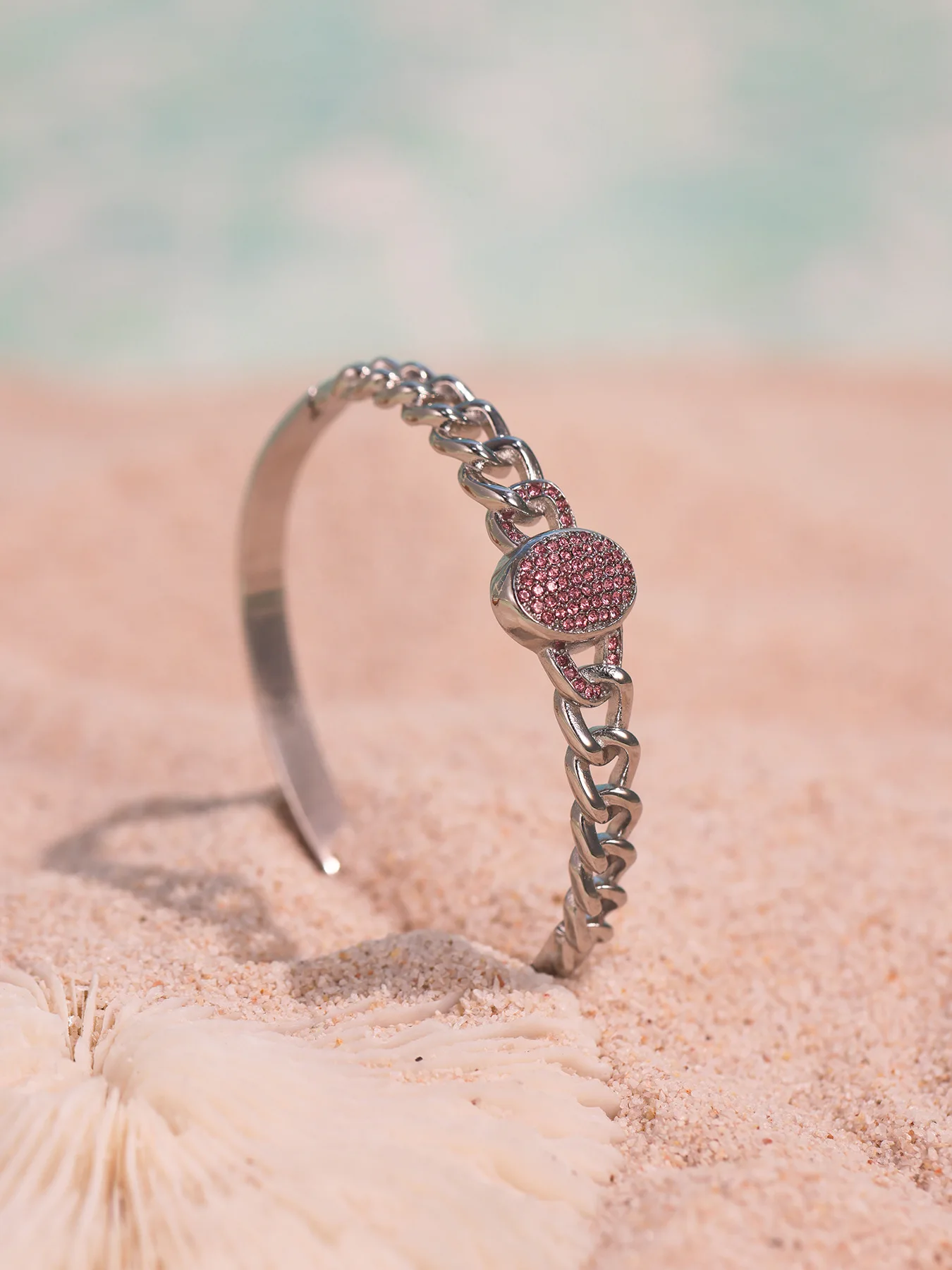 Weiß-Rosa Zirkonia Luxus-Armband Hochwertiges Edelstahl 18K Vergoldetes Paar-Armreif Wasserfester Schmuck – Detail 10